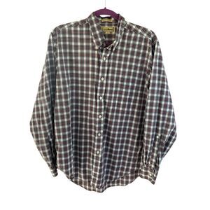 Vintage LL Bean Mens Button Down Long Sleeve Classic Plaid Shirt Sz16 35 Preppy
